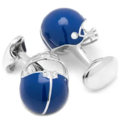 Deakin & Francis Sterling Silver Blue Football Helmet Cufflinks