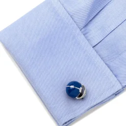 Deakin & Francis Sterling Silver Blue Football Helmet Cufflinks