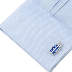 Deakin & Francis Sterling Silver Blue Golf Bag Cufflinks