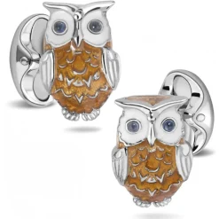 Deakin & Francis Sterling Silver Brown Owl Cufflinks
