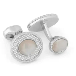 Tateossian Sterling silver Cable Oval cufflinks with moonstone
