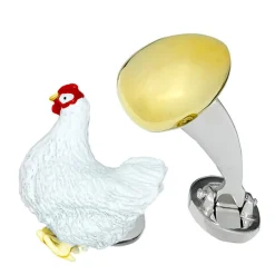 Jan Leslie Sterling Silver Chicken and 18KT Gold Vermeil Egg Cufflinks