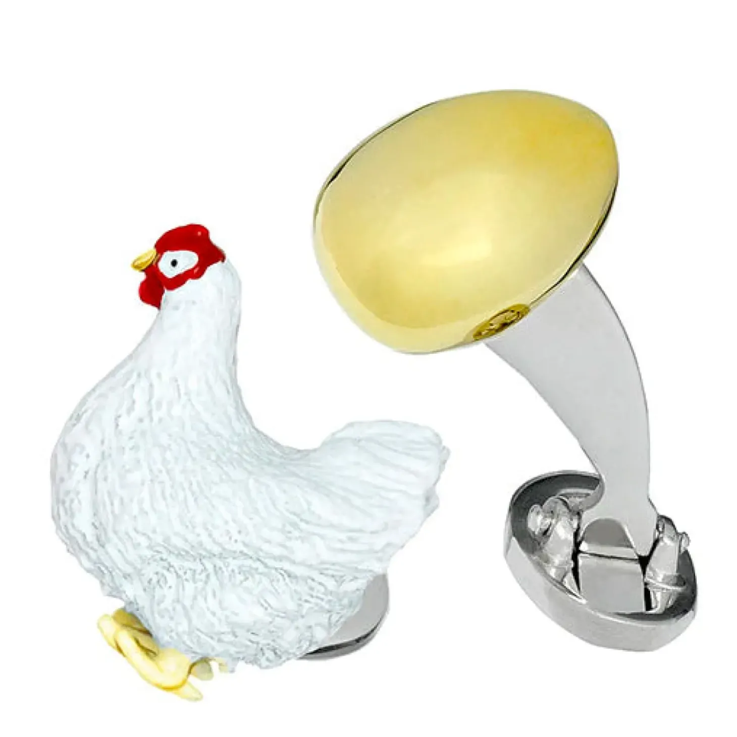 Jan Leslie Sterling Silver Chicken and 18KT Gold Vermeil Egg Cufflinks