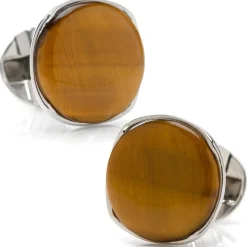 Ox and Bull Trading Co. Sterling Silver Classic Formal Tigers Eye Cufflinks