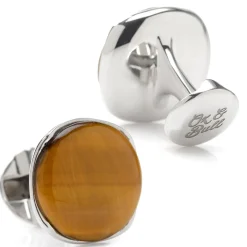 Ox and Bull Trading Co. Sterling Silver Classic Formal Tigers Eye Cufflinks