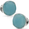 Ox and Bull Trading Co. Sterling Silver Classic Formal Aquamarine Jade Cufflinks
