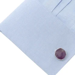 Ox and Bull Trading Co. Sterling Silver Classic Formal Amethyst Cufflinks
