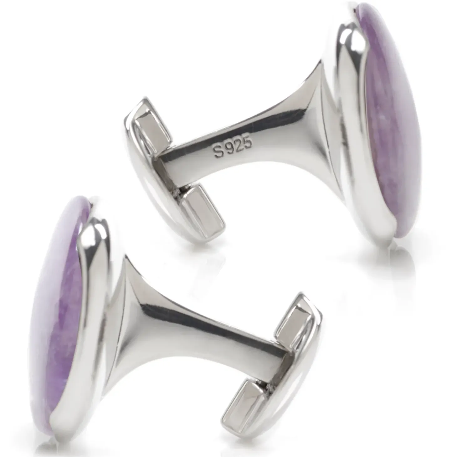 Ox and Bull Trading Co. Sterling Silver Classic Formal Amethyst Cufflinks