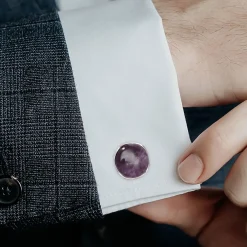 Ox and Bull Trading Co. Sterling Silver Classic Formal Amethyst Cufflinks