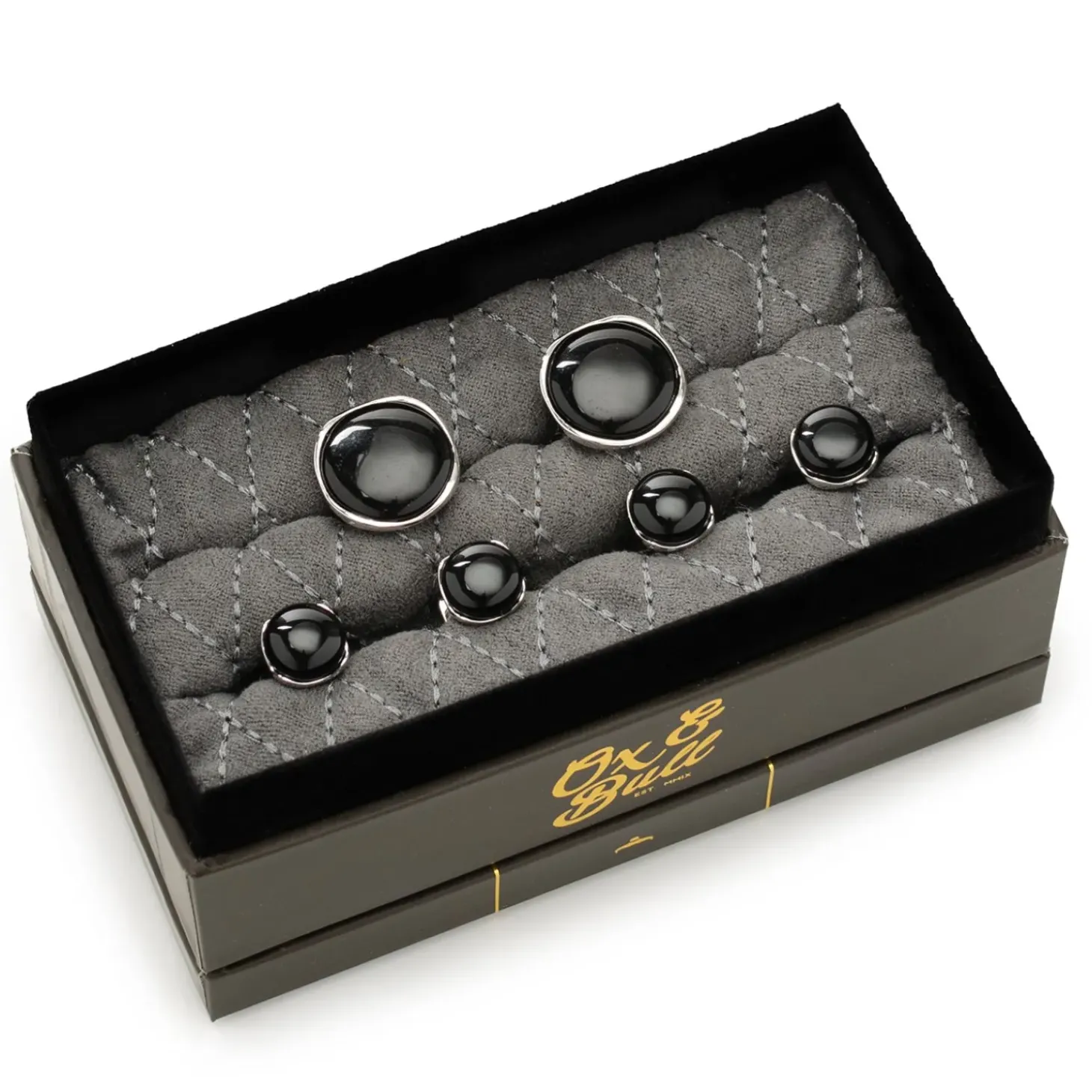 Ox and Bull Trading Co. Sterling Silver Classic Formal Onyx Stud Set