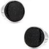 Ox and Bull Trading Co. Sterling Silver Classic Round Blue Goldstone Cufflinks