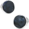 Ox and Bull Trading Co. Sterling Silver Classic Round Blue Marble Cufflinks