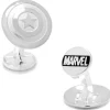 Marvel Sterling Silver 3D Captain America Shield Cufflinks