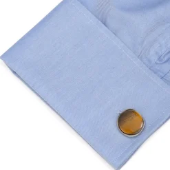 Ox and Bull Trading Co. Sterling Silver Formal Tigers Eye Gunmetal Cufflinks