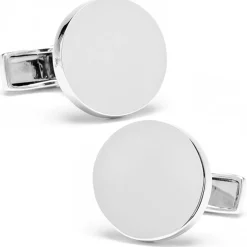 Ox and Bull Trading Co. Sterling Silver Infinity Edge Round Engravable Cufflinks