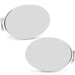 Ox and Bull Trading Co. Sterling Silver Infinity Edge Oval Engravable Cufflinks