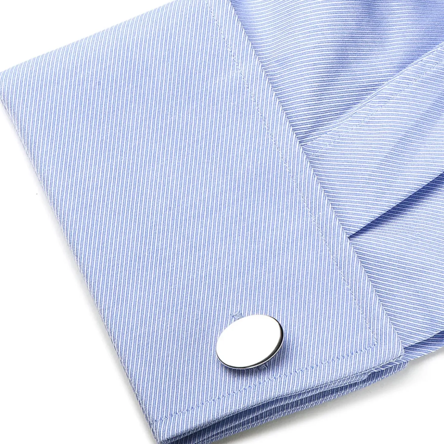 Ox and Bull Trading Co. Sterling Silver Infinity Edge Oval Engravable Cufflinks