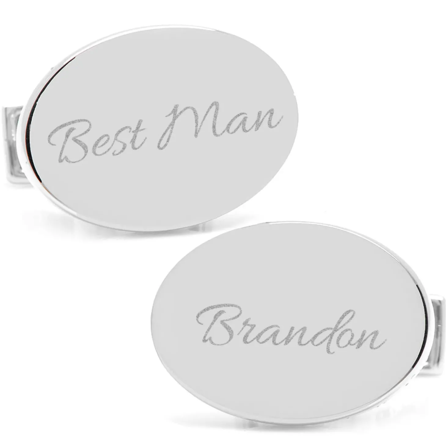 Ox and Bull Trading Co. Sterling Silver Infinity Edge Oval Engravable Cufflinks