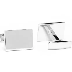 Ox and Bull Trading Co. Sterling Silver Infinity Edge Rectangle Engravable Cufflinks