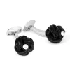 Tateossian Sterling Silver Knot Cufflinks with Onyx