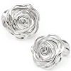 Ox and Bull Trading Co. Sterling Silver Rhodium Plated Rose Cufflinks