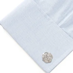 Ox and Bull Trading Co. Sterling Silver Rhodium Plated Rose Cufflinks