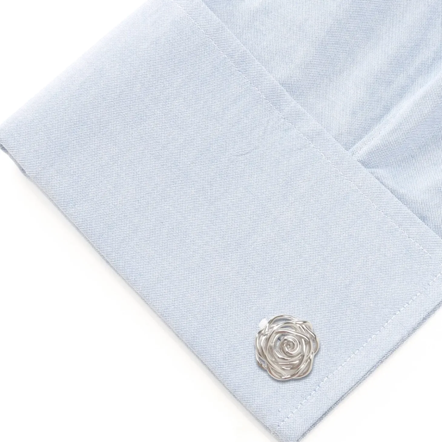Ox and Bull Trading Co. Sterling Silver Rhodium Plated Rose Cufflinks