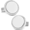 Ox and Bull Trading Co. Sterling Silver Rope Border Engravable Round Cufflinks