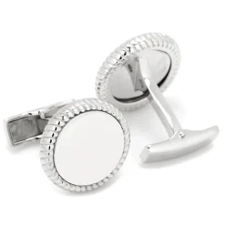 Ox and Bull Trading Co. Sterling Silver Rope Border Engravable Round Cufflinks