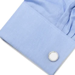 Ox and Bull Trading Co. Sterling Silver Rope Border Engravable Round Cufflinks