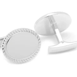 Ox and Bull Trading Co. Sterling Silver Rope Border Oval Engravable Cufflinks