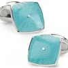 Deakin & Francis Sterling Silver Teal Blue Enamel Cufflinks