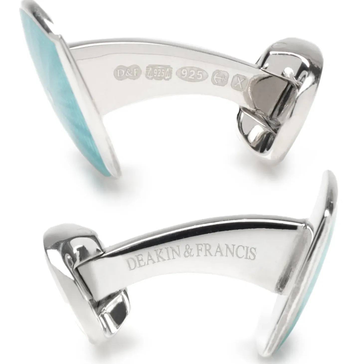 Deakin & Francis Sterling Silver Teal Blue Enamel Cufflinks