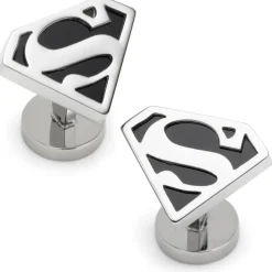 DC Comics Superman Black Onyx Stainless Steel Cufflinks