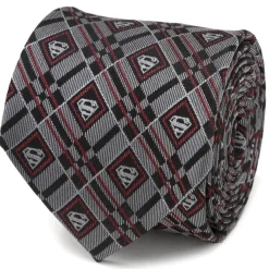 DC Comics Superman Geometric Gray Silk Men's Tie