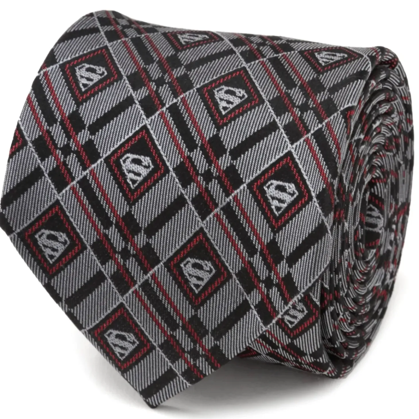 DC Comics Superman Geometric Gray Silk Men's Tie