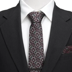 DC Comics Superman Geometric Gray Silk Men's Tie