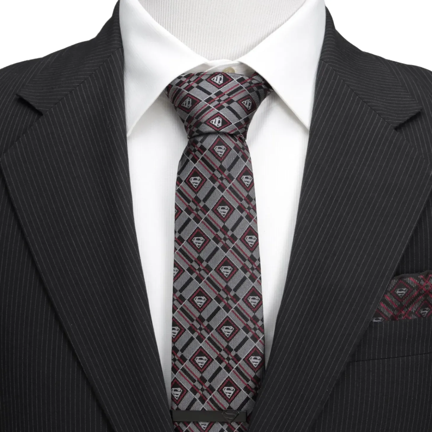 DC Comics Superman Geometric Gray Silk Men's Tie