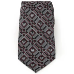DC Comics Superman Geometric Gray Silk Men's Tie