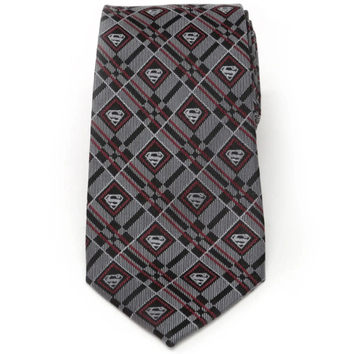 DC Comics Superman Geometric Gray Silk Men's Tie
