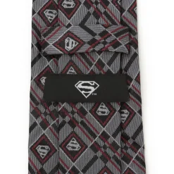 DC Comics Superman Geometric Gray Silk Men's Tie
