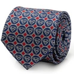 DC Comics Superman Shield Motif Gray Men's Tie