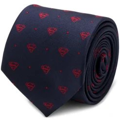 DC Comics Superman Shield Navy and Red Dot Tie