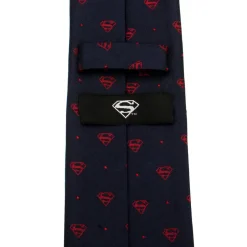 DC Comics Superman Shield Navy and Red Dot Tie