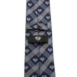 DC Comics Superman Shield Navy Plaid Mens Tie