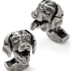 Tateossian Swarovski Blue Eyed Mechanical Labrador Cufflinks