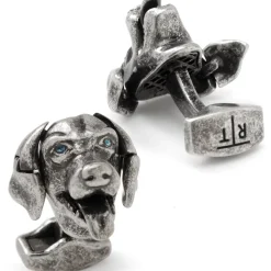 Tateossian Swarovski Blue Eyed Mechanical Labrador Cufflinks