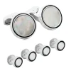 Tateossian Tambor White Cufflinks and Studs Set in Mother of Pearl