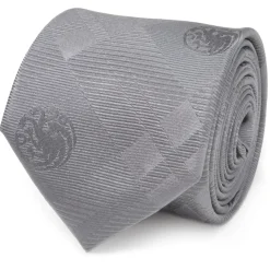 Game of Thrones Targaryen Dragon Gray Plaid Silk Men's Tie