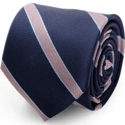 Ox and Bull Trading Co. The Travis Tie (Navy Pink Stripe Men's Tie)